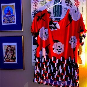 Red Floral Calvin Klein Blouse